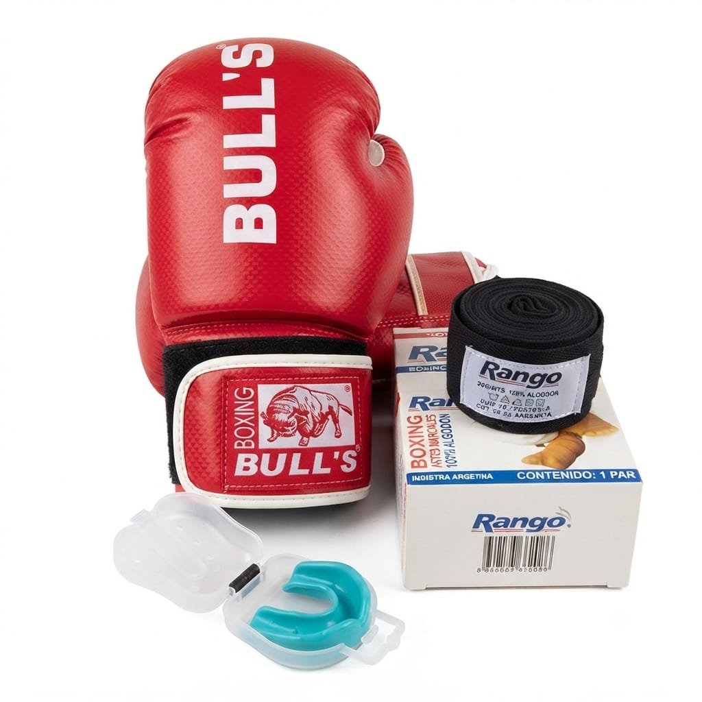 Combo Boxeo Guantes Bull's + Vendas Rango + Protector Bucal