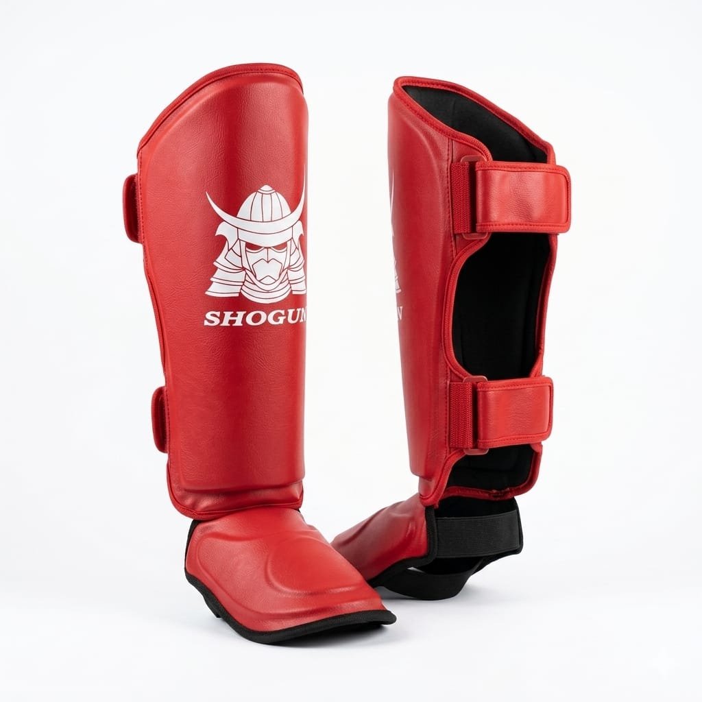 Low Kick Shogun  , tibia y empeine para deportes de contacto blanco. ROJO